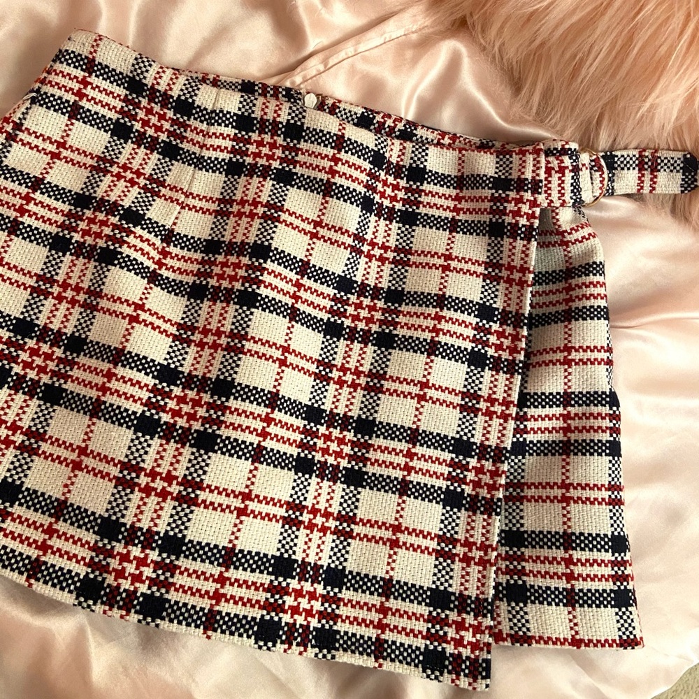 White plaid skort
